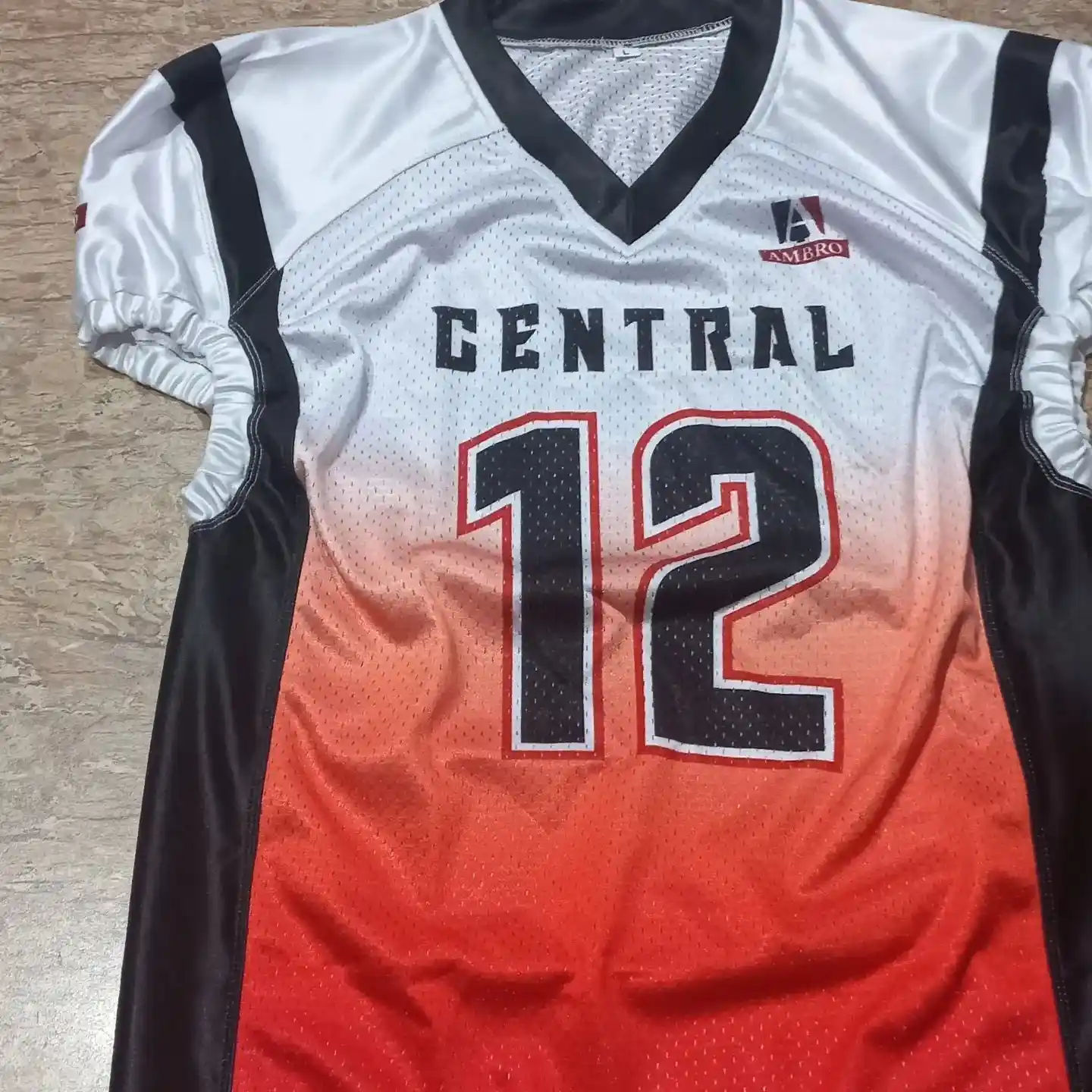 Sublimated football uniform fabric and print detail